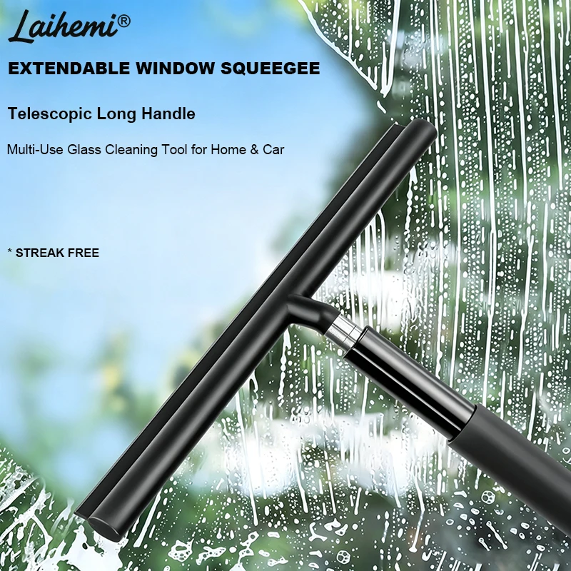 Glass Cleaner Streak - Tergivetro Telescopico con Manico Lungo, Pulitore