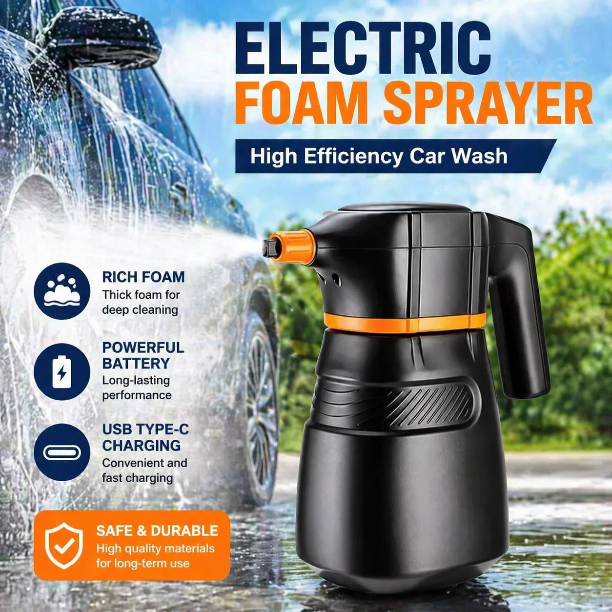 Foam Cannon Car Wash - Spruzzatore Elettrico di Schiuma per Lavaggio