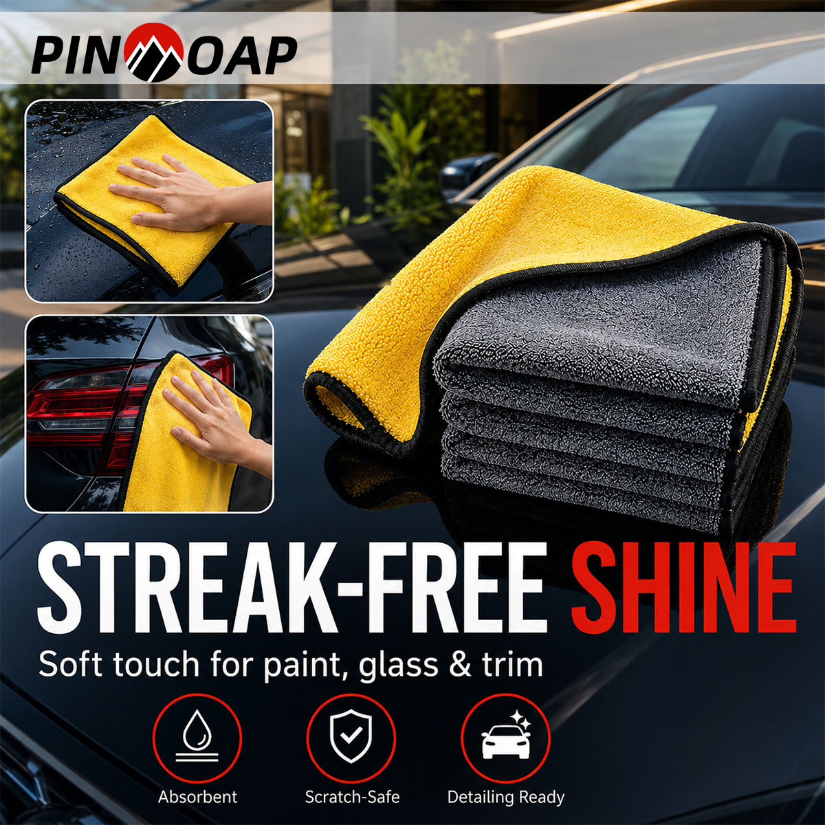 Microfiber Towel Detailing - PINMOAP 1/3/5/10PCS Panno in microfibra per